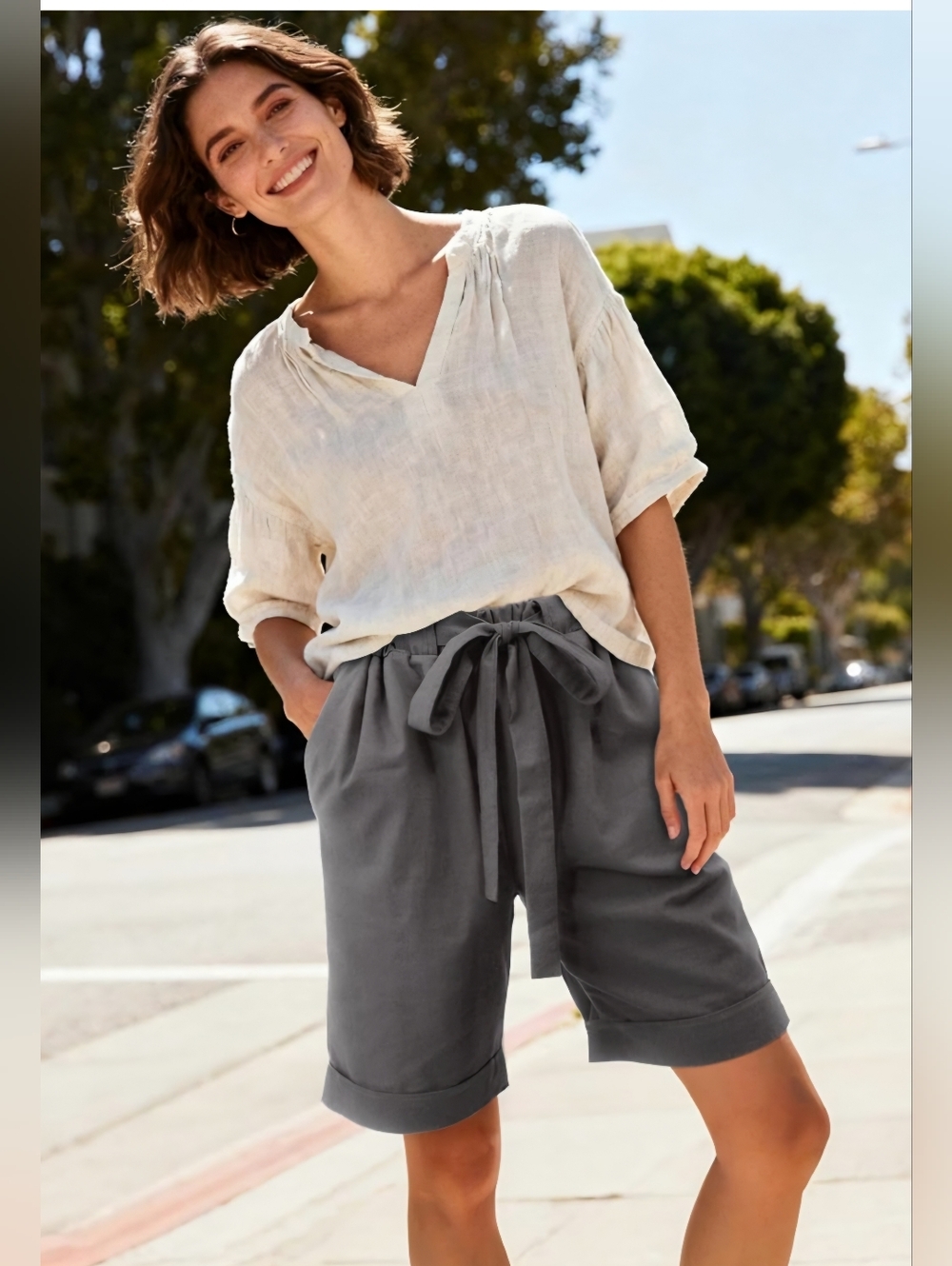 NWT 100% Cotton Tie Waist Lounge Shorts Size 12/14 Relaxed Summer Pockets